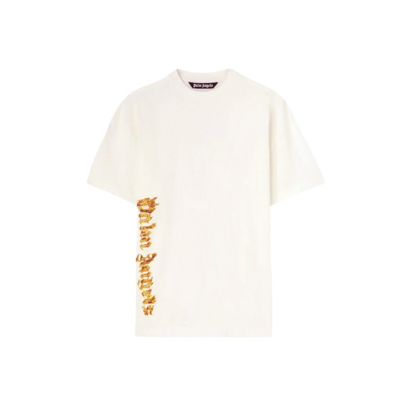 1-3.jpg T-shirt Palm Angels Flaming Logo Print Off White - Image 1