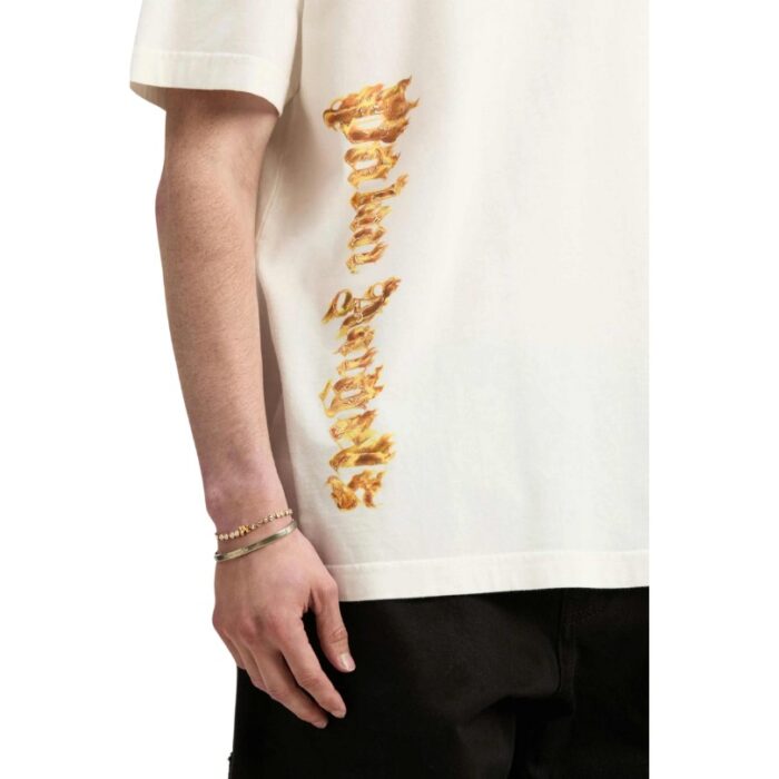 T-shirt Palm Angels Flaming Logo Print Off White - Image 2
