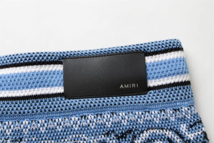 Amiri Bandana Crochet Basketball Shorts Blue - Image 9