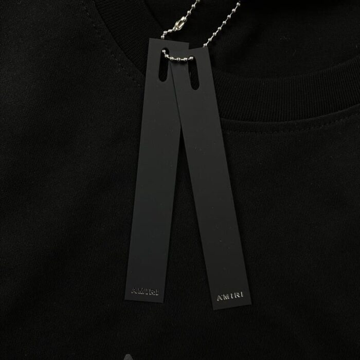 Amiri Staggered Logo Black T-Shirt - Image 7