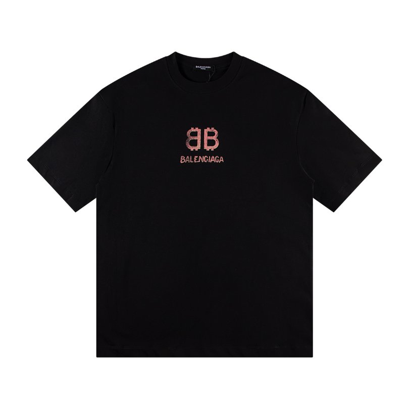 dfvdf-1-1.jpg T-shirt Balenciaga BB Gothic Print Black BL036 - Image 1