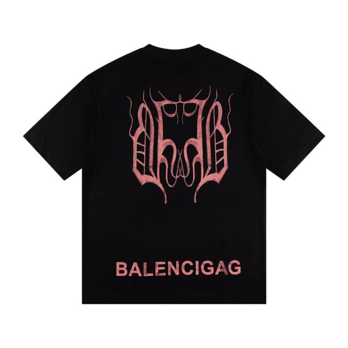 T-shirt Balenciaga BB Gothic Print Black BL036 - Image 2