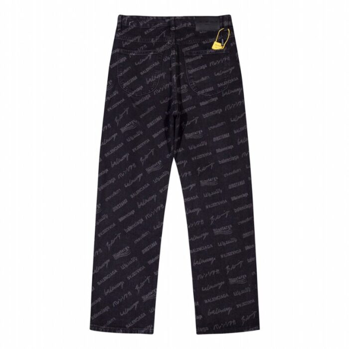 Jeans Balenciaga Signature Print Black BL028 - Image 2