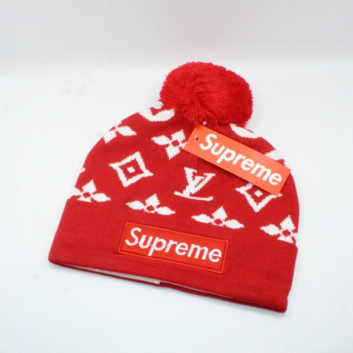Beanie Louis Vuitton x Supreme Logo Pom-Pom Collection LV030 - Image 2