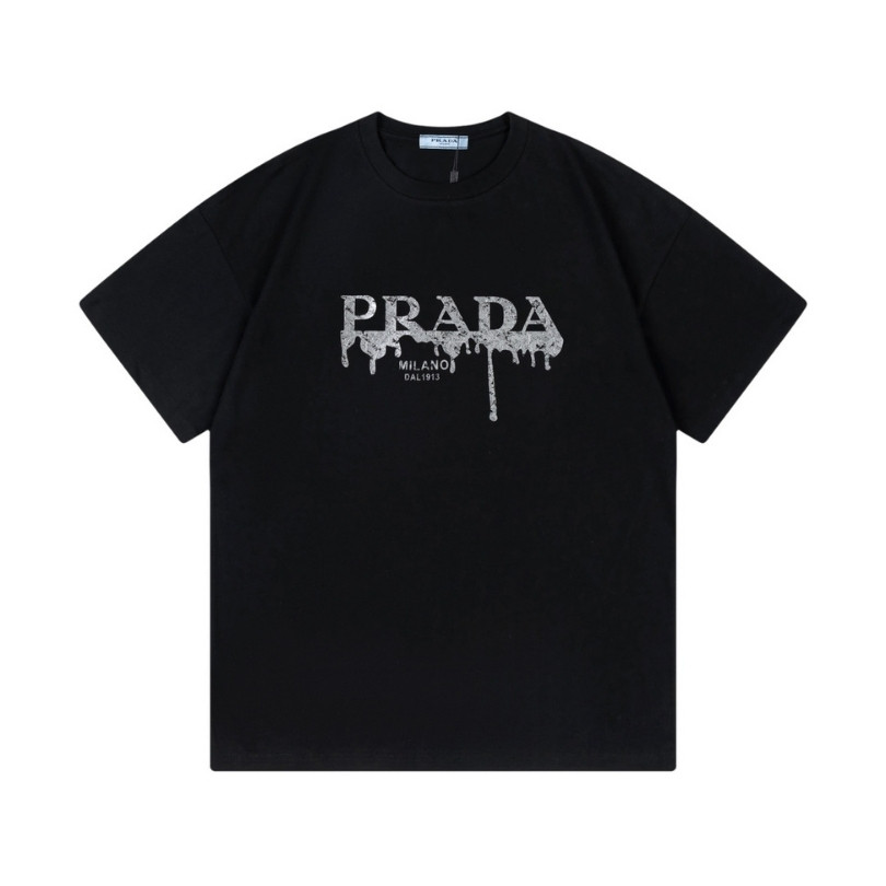 dfbd323-2.jpg T-shirt Prada Milano Black Drip Logo PD035 - Image 1