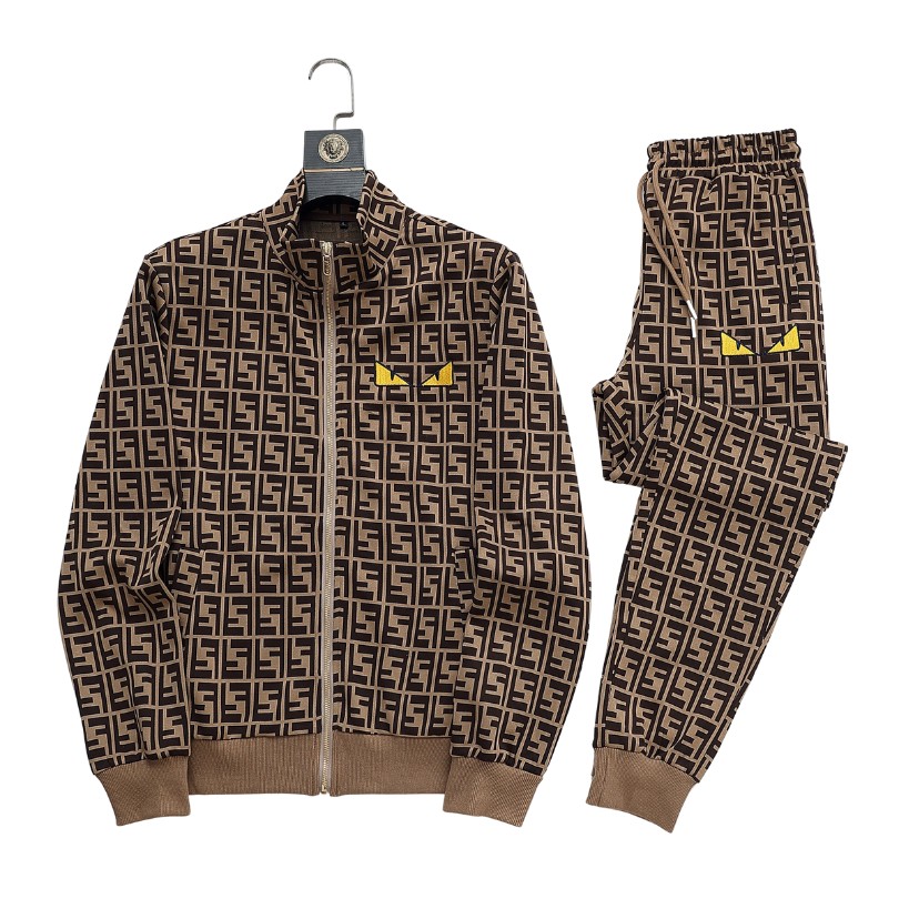 eerggr0215-2.jpg Set Tracksuit Fendi FF Monogram Beige FE006 - Image 1