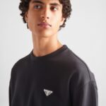Sweatshirt Prada Black Logo Crewneck PD045 - Image 12