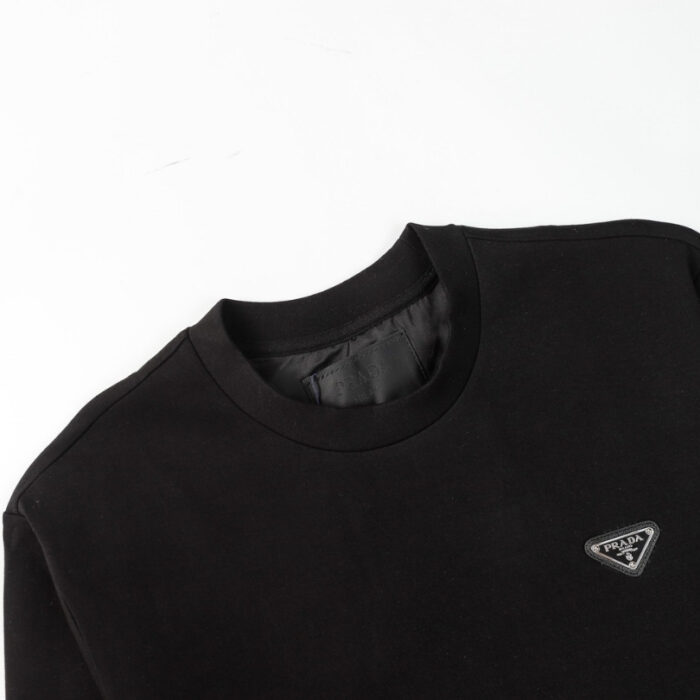 Sweatshirt Prada Black Logo Crewneck PD045 - Image 5