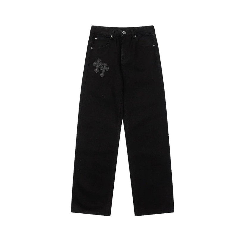 erferg02136-2.jpg Jeans Chrome Hearts Black Cross Embroidery CH066 - Image 1