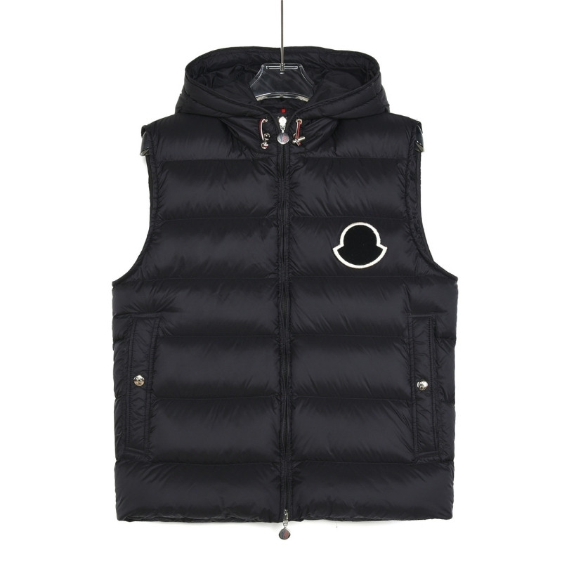 ergerg0235-10.jpg Vest Puffer Moncler Hooded Black Logo MCL011 - Image 1
