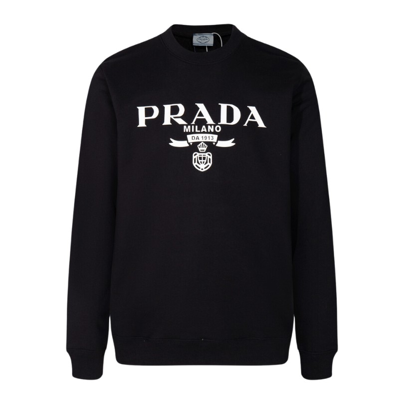 fgbfnf434-9.jpg Sweatshirt Prada Milano Black Crewneck PD026 - Image 1