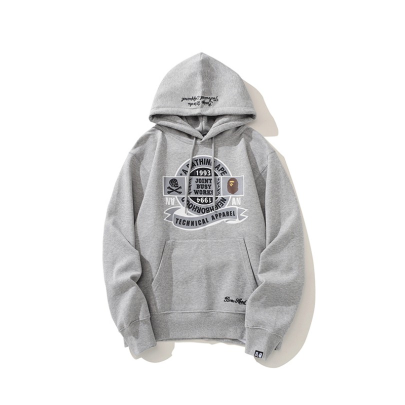 fsfsdfw-2.jpg Hoodie BAPE Busy Works Logo Grey BP044 - Image 1