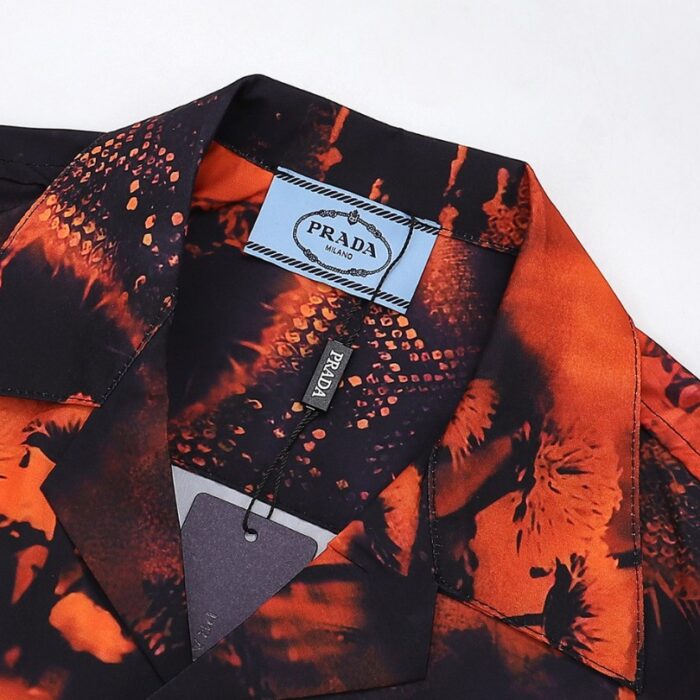 Shirt Prada Orange Black Graphic Print PD031 - Image 13