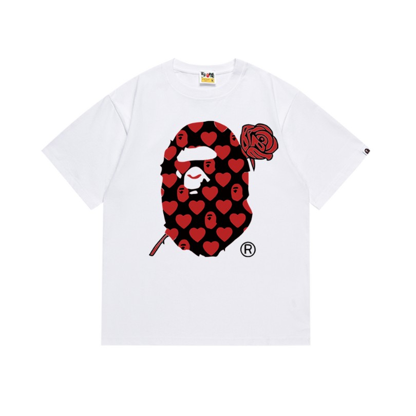 sdsds-1-1.jpg T-shirt BAPE Heart Ape Head Rose White BP054 - Image 1