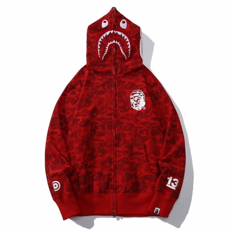 sdsf-3.jpg Hoodie BAPE Shark Camo Red BP048 - Image 1