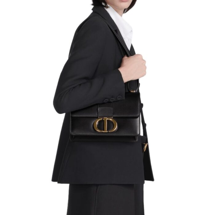 Shoulder Bag Dior 30 Montaigne Pelle di vitello Box nera DOW001 - Image 6