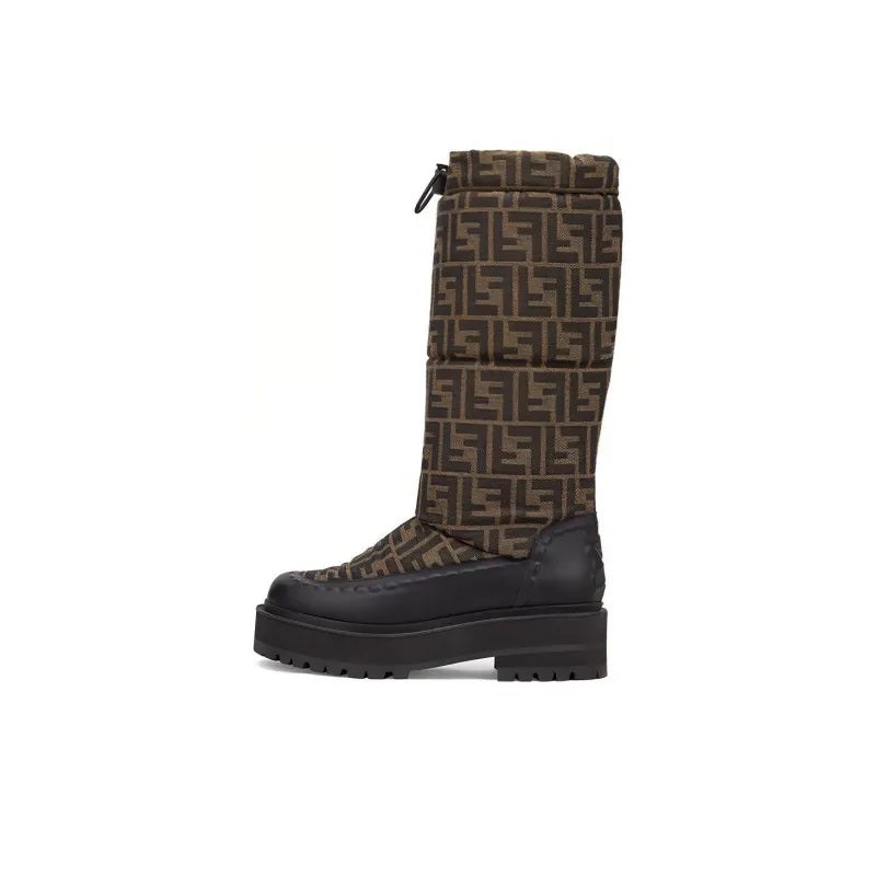 1 Fendi Boots Mid-Calf Brown FDW004 - Image 1