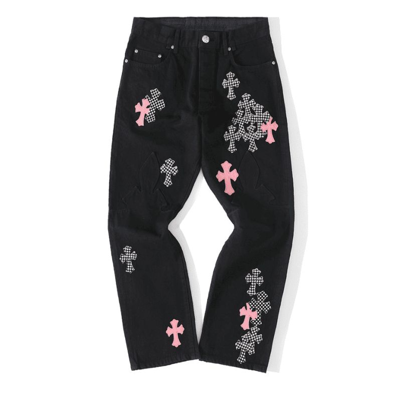 Design sem nome Pants Chrome Hearts Jeans Cross Patch CH114 - Image 1